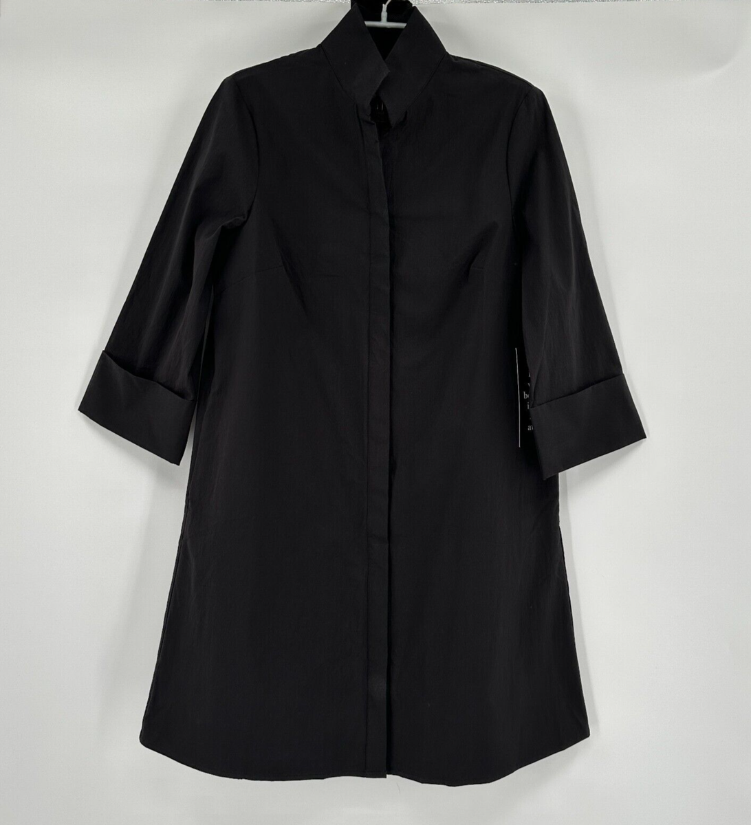 Tuckernuck Women's Black Charlie Shirt Dress sz S Stand Collar A-line Mini  NWT | eBay