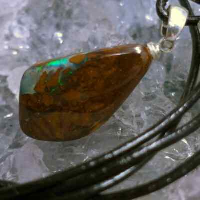'Terra Pulsar' Queensland Natural Boulder Opal 14.00ct in S925 Silver Bale wi...