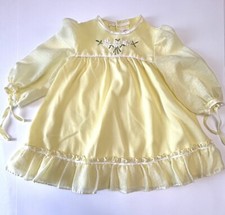 Vintage Ruth of Carolina Toddler Girls Sz 4T Yellow Dress Embroidered Made USA