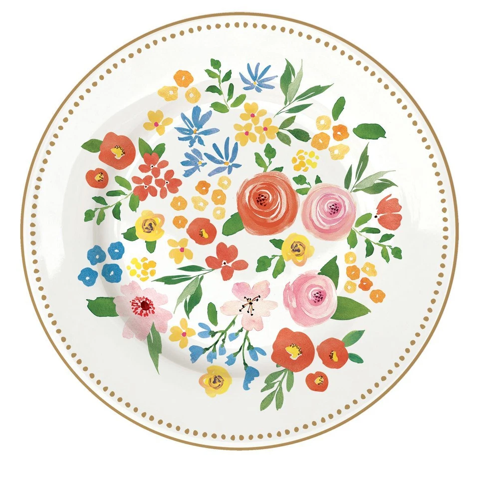 Tellerset 18tlg. BOHO FLOWERS weiß mit bunten Blumen aus Porzellan Easy Life - Bild 4 von 4