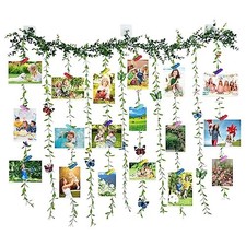 Wall Hanging Photo Display with Clip  Artificial Eucalyptus Vine Tree Green-1