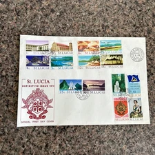 1970 St Lucia Tourist Attractions FDC 14 Stamps Up To $5 Denomination Set