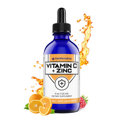 Vitamin C + Zinc - Easy Liquid Drops for Adults and Kids - 4oz - 60 Servings