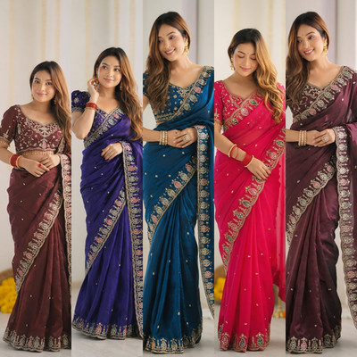 SARI INDIAN WEAR BOLLYWOOD DESIGNER PAKISTANI WOMEN SAREE ETHNIC BOLLYWOOD