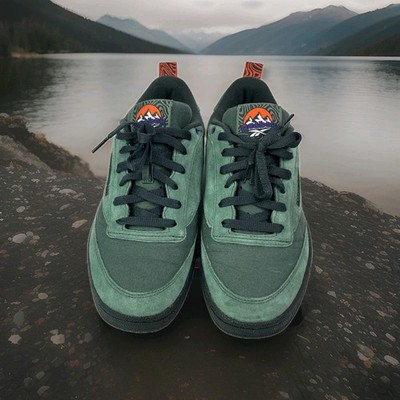Reebok Club C 85 Mens Green Suede Lace Up Lifestyle Sneakers Shoes Sz 9
