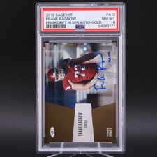 2018 SAGE HIT /250 Frank Ragnow Gold Premier Draft Autograph Auto #A-12 PSA 8