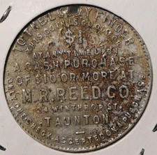 Vintage Taunton MA Good Luck Token Holed