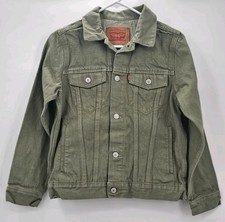 NWT Levis Boys M 10-12 Trucker Jacket Olive Cotton Style917747-E92 Casual Spring