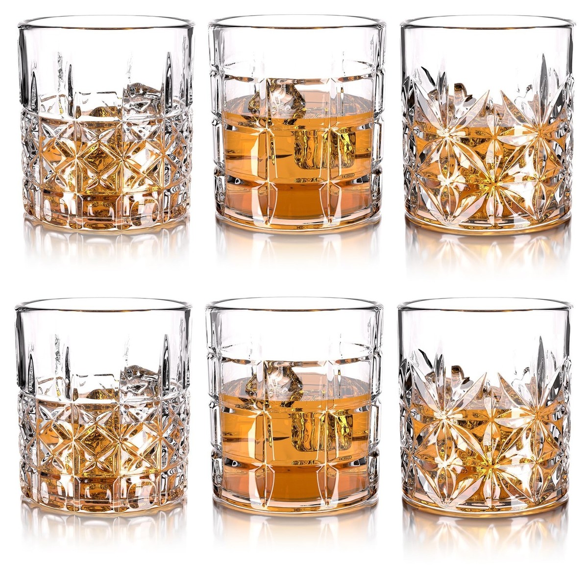 Whiskey Glasses Set of 6, 12oz Old Fashioned Whiskey Glasses Gift