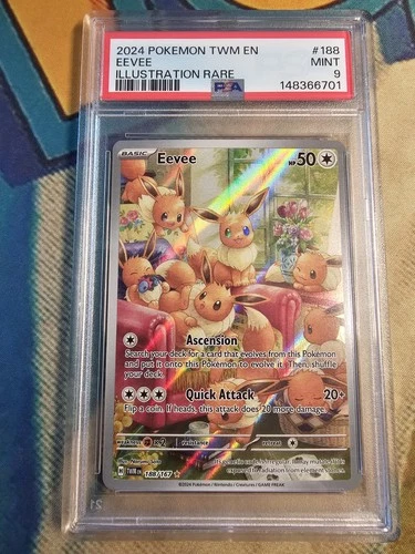 2024 POKEMON TWM EN-TWILIGHT MASQUERADE ILLUSTRATION RARE #188 EEVEE PSA 9