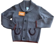 Gymboree Boys 5 5T Cotton Sweater Collared Brown Cardigan Horse Appliqu  NWT