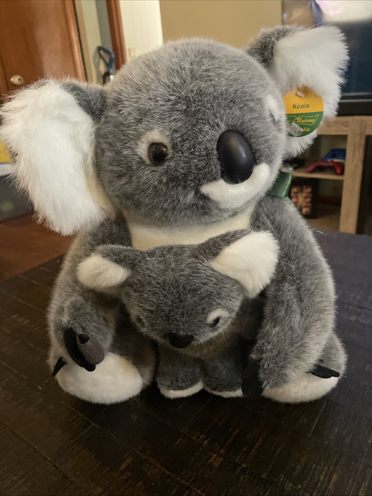 vintage Uniring Australia Koala soft plush toy with a baby koala