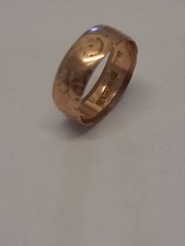 Antique 9ct Gold Ivy & Floral Engraved Wedding Band 4g, Birmingham Hallmark