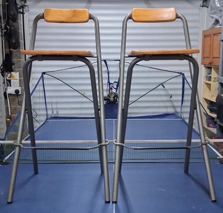 Pair of Ikea Franklin bar stools with backrest foldable