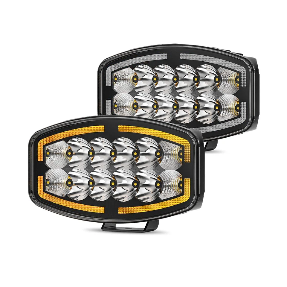 4X Fit Scania Volvo DAF MAN Truck 24v 10'' Led Oval Fog Spot Lights White Amber - Image 2 of 4