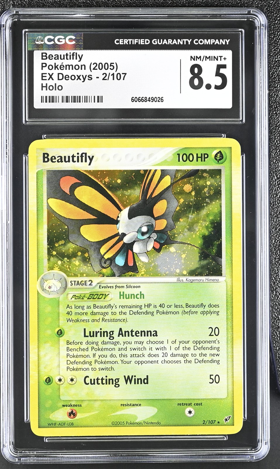 CGC 8.5 Beautifly 2005 EX Deoxys 2/107 Holo Pokemon Card