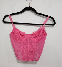 White Fox Boutique Feel The Passion Lace Bustier Hot Pink Corset NEW Womens Sz S
