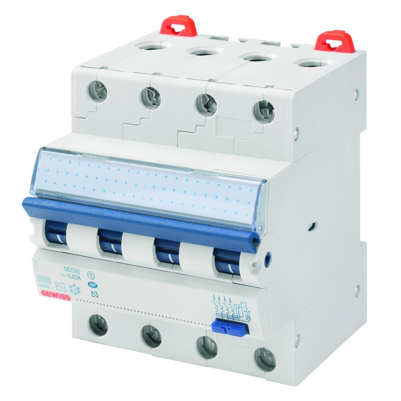 Disjoncteur Gewiss MDC60 4P Courbe C 25A differentiel compact