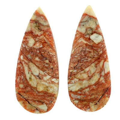 Natural Leopard Skin Jasper Pair 12.2x30x4.6 mm Pear Shape Gemstone LS30-07013