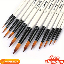 12Pcs Artist Paint Brushes Set Professional Brush Wooden Oil Acrylic Watercolour