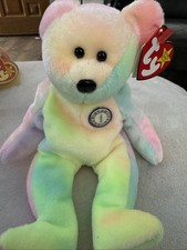 1999 B.b Birthday Bear Rainbow B-day Ty Beanie Baby Retired MWMT 10th Gen