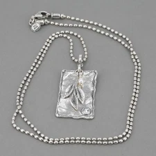 Retired Silpada Sterling Crystal & Pearl LEAF SPRIG Bead Chain Necklace N2275