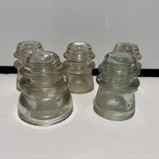Vintage Hemingray No. 17 And 45 Clear Glass Insulators Made In The USA Lot Of 5