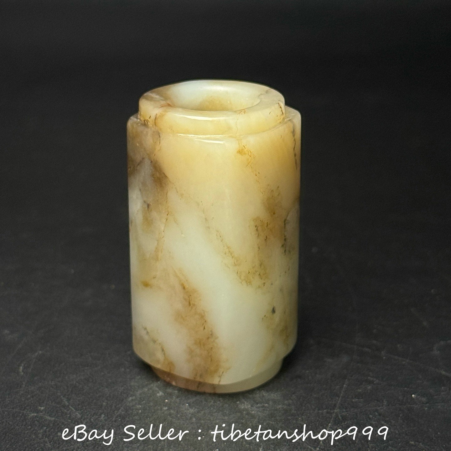2.2" Chinese Natural Hetian Jade Nephrite Carved Yu Cong Zong Statue Sculpture