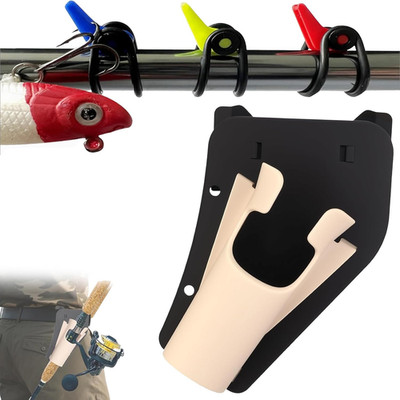 Slide-In Fishing Rod Hip Holster with 3PCS Fishing Hook Holders, Adjustable
