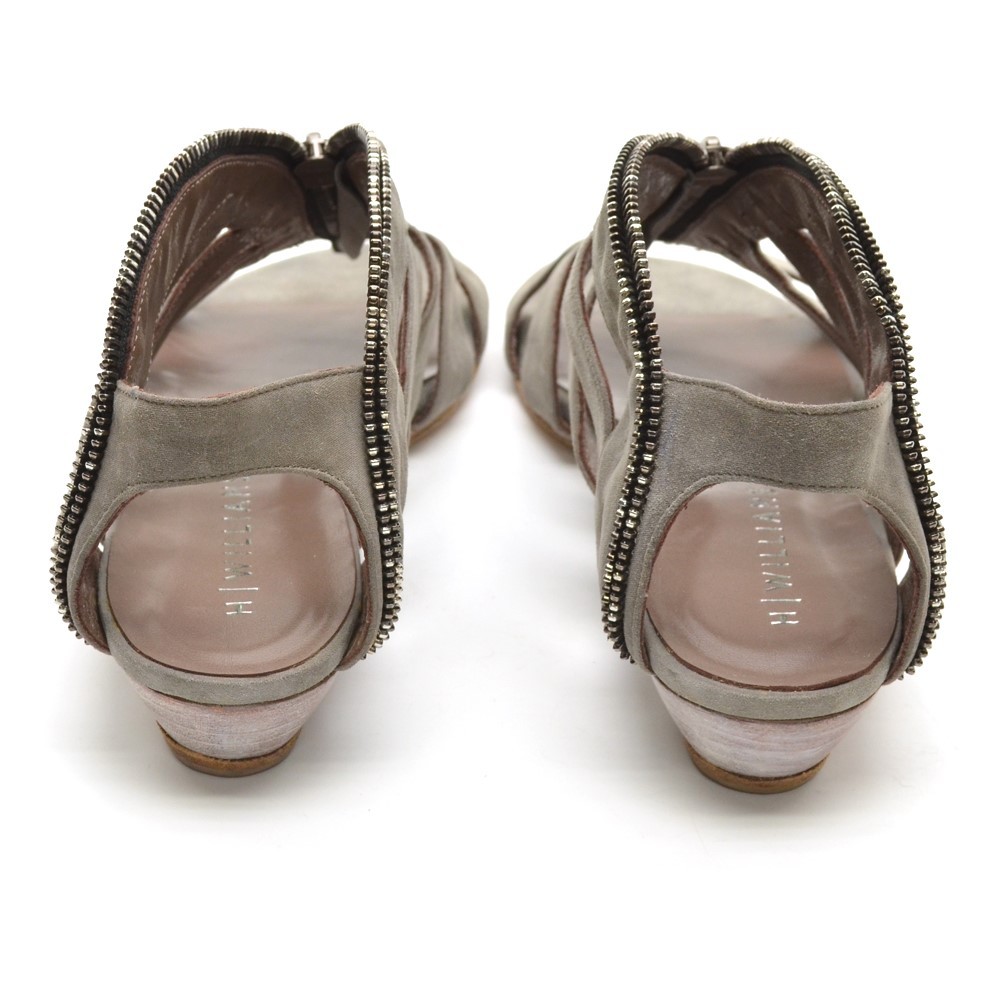 APL Sandalo donna H Williams rubino top zip 40 9 5 grigio scamosciato zeppa scarpe basse nuovo