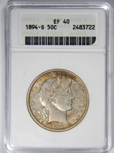 1894-S BARBER HALF DOLLAR ~ ANACS EF40 ~ PRICED RIGHT!