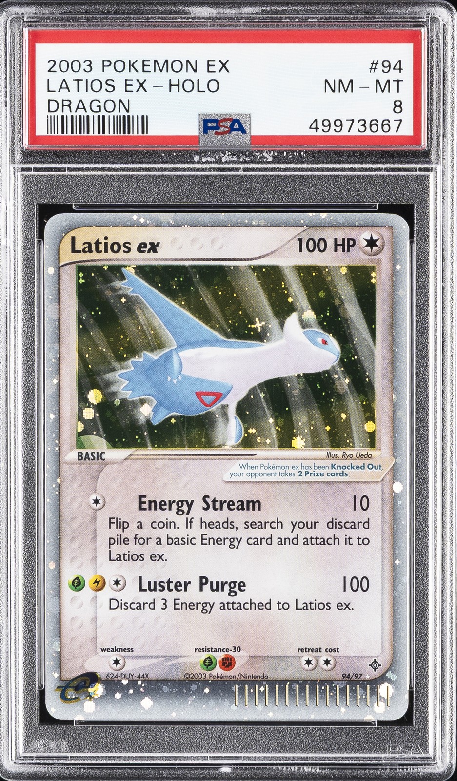 2003 POKEMON EX DRAGON #94 LATIOS EX-HOLO PSA 8