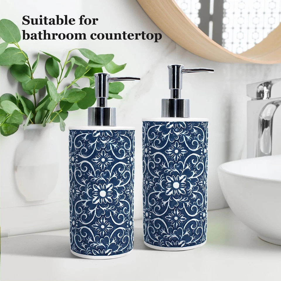 Juegos dispensadores de jabón de manos de 2 piezas - Elegante jabón líquido hecho a mano con patrón floral... Foto 2 de 4