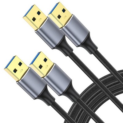 USB to USB Cable 10 FT 2-Pack 3.0 Male to Male Double Sided Hard Drive