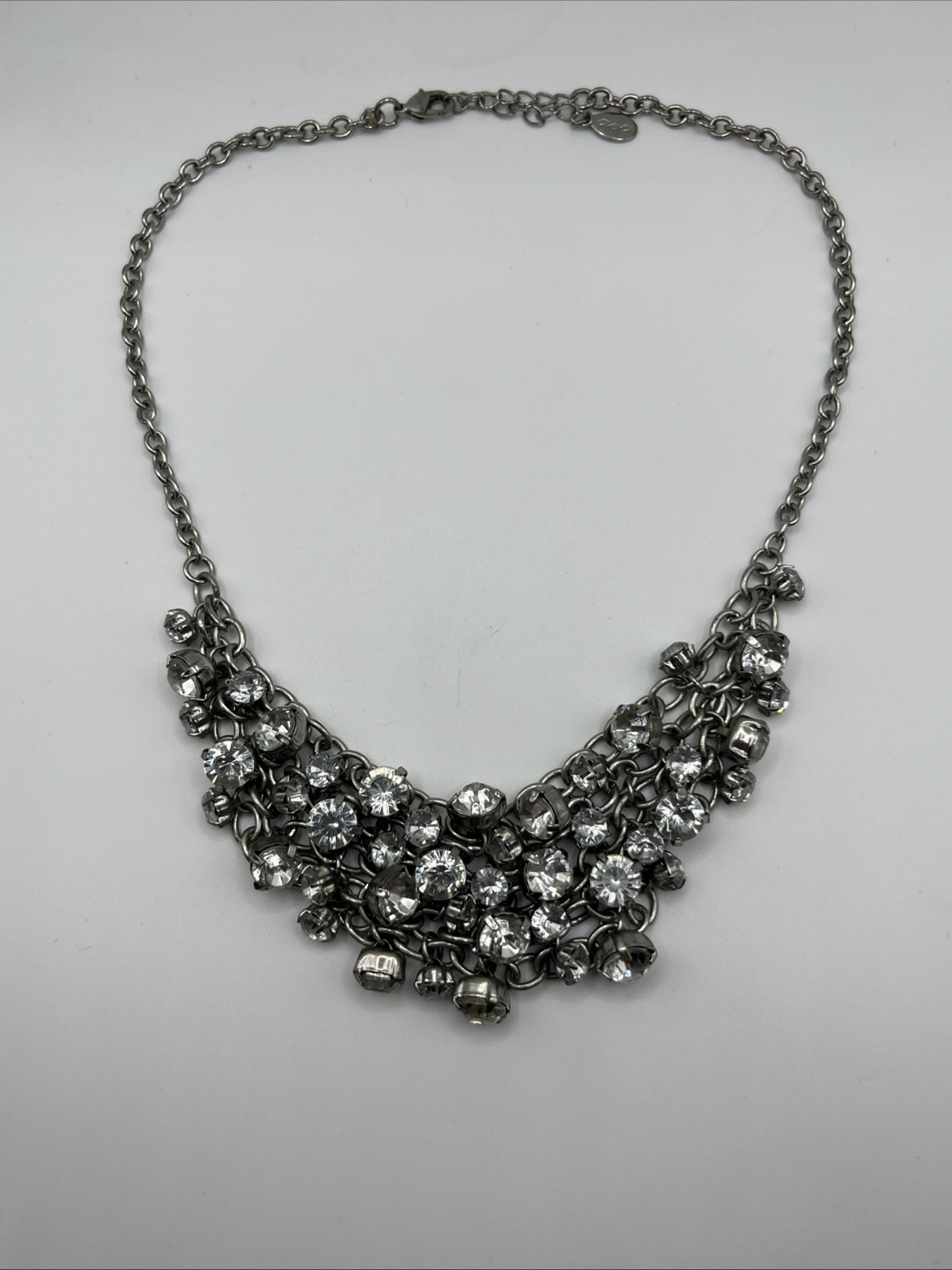 AEA Rhinestone Bib Cluster Statement Necklace in … - image 1