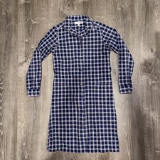 Ines De La Fressange x Uniqlo Dress Women Small Blue Plaid Midi Button Shirt *