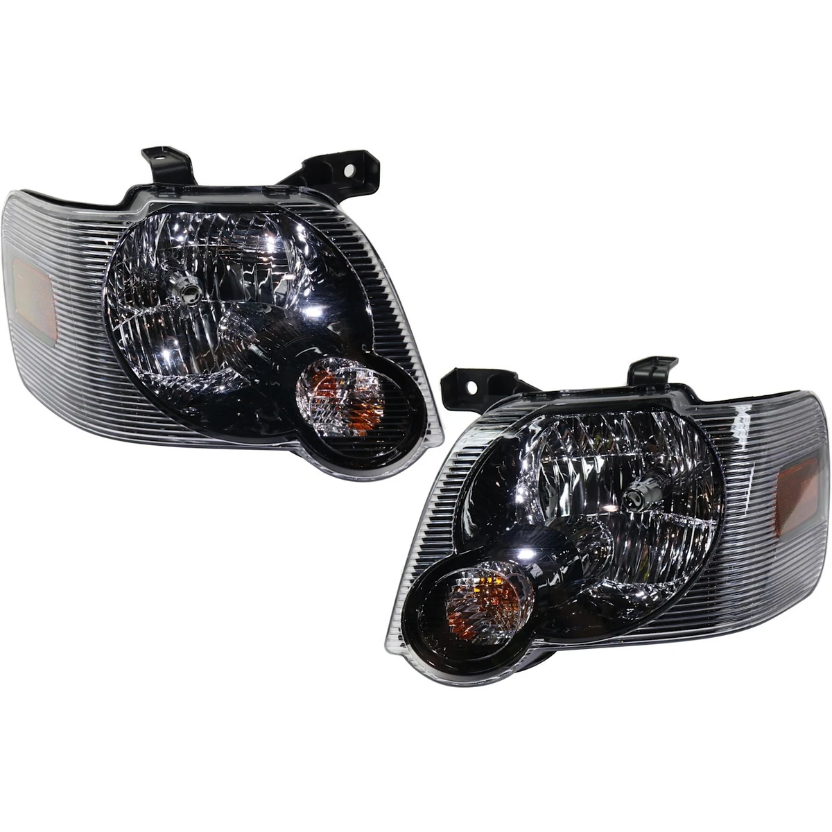 Black Headlight Pair For 2006-2010 Ford Explorer - Left & Right Halogen Assembly