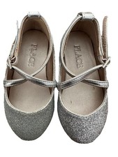 Place Sparkle Silver Glitter Baby Girls Shoes Size 5 Toddler