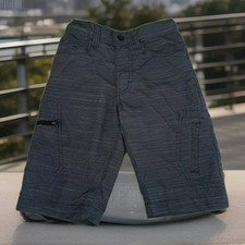 Boys Cargo Shorts Size 7 Dark Gray 100 Polyester w/ Draw String / Zipper Pocket