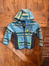 Marvel Boys Hoodie Jacket Size 5 Small Blue Striped Zip Up Superheroes