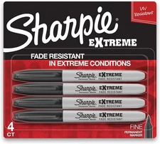 Sharpie Extreme Permanent Markers Fine Point Black 4 Count (Pack of 1),