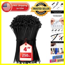 Self-Locking 4" Nylon Zip Ties - 250PCS for Indoor & Outdoor Use - Strong Hold