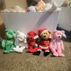 Ty Beanie Babies Teddy Bear Plush Lot of 5 w/ Tags incl. Santa Bear Vintage 1998