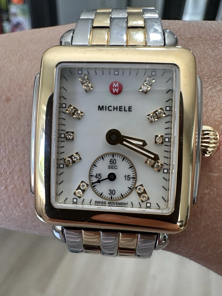 Reloj Deco Medio Dos Tonos Chapado en Oro 18k Esfera Diamante con Pulsera 16mm 18K TT Foto 4 de 4