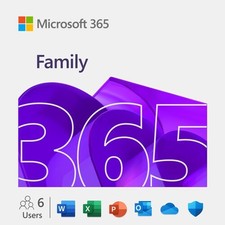 Microsoft 365 Family 6 User PC /Mac License   12 Month Subscription Product Key