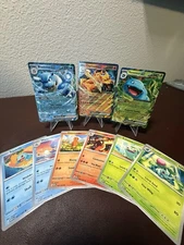 151 Kanto Starter Trio (9) Card Lot - Charizard, Blastoise, Venusaur