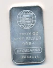 E ENGELHARD 1 TROY OUNCE .999 SILVER BAR VINTAGE