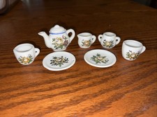 Vintage 1972 Childs Toy China Tea Set Made in Japan Yellow Flowers