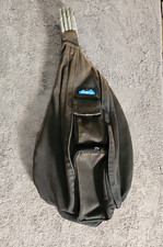 KAVU Black Canvas Topo Rope Sling Bag Adjustable Strap Purse - some fading