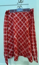 Burberry London Red Plaid Wrap Skirt - Designer Cotton A-Line Skirt